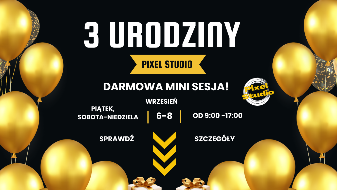 3 urodziny Pixel Studio 18 Plakat a2 urodziny Witryna internetowa1